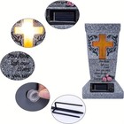 Solar Led Cemetery Vase With Cross Light Angel Resin Memorial Flower Holder