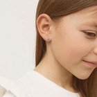 14k Yellow Gold Clear   Pink Cubic Zirconia Heart Screw Back Earrings For Girls