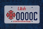 Utah Firefighter Sample License Plate Fire