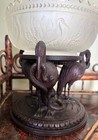 Aesthetic Movement 19c Carved Wood Compote With Herons  Snake  And Fish