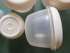 Lot Of 5 Vintage Rubbermaid Servin  Saver Round Storage Containers Almond Lids