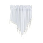 3 Panels Sheer Lace Swag Window Curtain Valance W  Crystal Beads Kitchen Bedroom