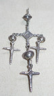 Vtg Taxco Mexico Sterling Silver Yalalag Dangle Crosses Pendant 4 5 
