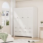 Bedroom Armoire Wardrobe Closet W 4 Drawer 73  White 4 Door Wood Storage Cabinet