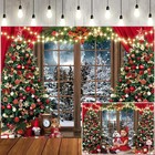 7x5ft Winter Christmas Photography Backdrop Xmas Rustic Wooden Window Full Moon