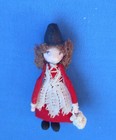 Vintage Artisan Handmade Miniature Dollhouse Girl Doll W  Purse Folk Art 2  Tall