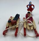 Vtg Barclays Manoil Figurines Lot Of 7 On Skates  Skiers On Sled 40   s Lead Metal