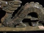 Chinese Green Jade Carved Dragon Statue Sculpture