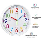 10 Inch Learning Clock For Kids telling Time Easily Non Ticking Battery Operated