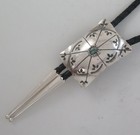 Sterling Silver   Turquoise Rectangular Domed Southwestern Bolo Tie