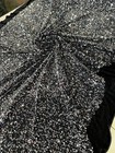 Silver Sequin On Black Stretch Velvet Fabric Sparkly Spandex Costumes Dancewear
