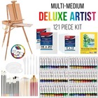 121pc Artist Painting Set  Field Easel  72 Paint Colors  Acrylic Oil  8 Canvases