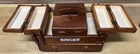 Vtg Singer Sewing Box Accordion Fold-out Wooden Sewing Carr  Caddy Organizer