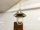 Fixtures Old Hanging Lamp In Aluminum With Brass Shade   Ribbed Glass Set Of 2