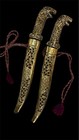Lot Of Two Indo Persian Brass Wire Worked Knife Dagger  Lion Head L- 13   