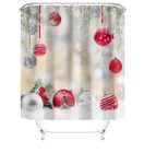 Christmas Shower Curtain Bathroom Rug Set Bath Mat Pedestal Rug Toilet Lid Cover