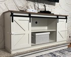 Farmhouse Tv Stand Console White Wood Barn Door Media Entertainment Center Unit