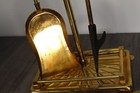 80s 90s Vintage Brass Fireplace Tool Set Shovel Broom Pick Poke With Stand