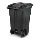 64 Gallon Black Rolling Outdoor Garbage trash Can With Wheels And Attached Lid