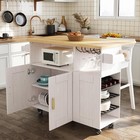 Rolling Mobile Kitchen Island With Storage And Drop Leaf  Island Table White