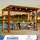 6  X 12  Outdoor Cedar Wood Grill Gazebo W  Usb-c Charging Ports Dual Bar Tops