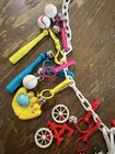 Lot Of 18 Plastic All Sport Theme 80 s Chain Necklace Bell Charms 1980s Bmx Bike