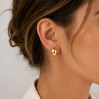 14k Solid Yellow Gold Chunky Dome Huggie Hoop Earrings 12mm Women Fine Jewelry