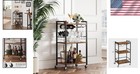 Brown Engineered Wood Bar Cart With 360   Casters And Wine Rack For Easy Serving