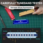 Diatonic Harmonica Key Of C 10 Hole Blues Harp Mouth Organ Blue   Red