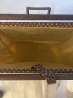 Vintage Foldable Sewing Yarn Knit Crochet Basket Caddy Tote Bag Wood Frame Nice