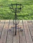Vintage Wrought Iron Twisted Metal Ornate Plant Stand H 26   