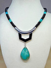 Jay King Sterling Silver Turquoise Black Chalcedony Beaded Pendant Necklace 21 