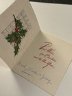 Vintage Greeting Card Christmas Holly Checkered  G7