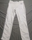 Under Armour Mens L Baseball Pants White Heatgear Snap 34x30 Stretch Piped Ua L