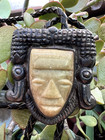 Vintage Carved Jade Aztec Bolo Sterling Bennett Clasp 47g Southwestern Tips