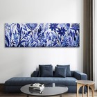 Panoramic Blue Botanical Floral Canvas Print Wall Art Home Decor