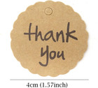 100pcs Thank You Brown Kraft Paper Scalloped Round Tags With 100pcs Jute Twines 