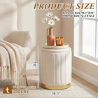 Dorm Round Ottoman With Storage White Velvet Storage Ottoman   With Removable Li