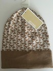 Nwt Michael Kors Mocha Beige   White Knit Signature  mk  Logo Hat  scarf 2pc Set