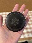 Mid 19th Century Papier Mache Snuff Box W Pewter Inlay Tulip   Star Motifs