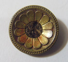 1800s Antique Gold Tone Metal Floral Motif Picture Collector Button 51758