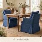 Upholstered Dining Chairs Set Of 1 Modern Kitchen Chair With 4 Casters Navy