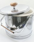Vintage Chrome Ice Bucket  Teak Accents  Mid-century Modern  Insulated  Atapco