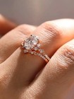 3 40ct Oval-cut Lab Grown Diamond Accent Stone Bridal Set Ring 14k Yellow Gold