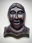 Antique 18th-19th Century Folk Art Carved Wooden Face Of A Woman