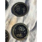 Vtg Hawaii Coaster Set 5 Metal Black Gold Island Map Hawaiian Souvenir Tiki Bar