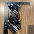 Upcycled Women   s Necktie Black Shades Of Gray And Taupe Stripped With Brooch