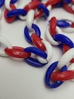 Vintage Mid-century  Plastic Red White And Blue Necklace 53  Chain Link