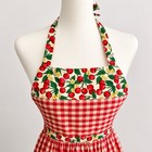Vintage Cherry Gingham Apron Handmade Bib Apron Cottagecore Farmhouse 1970s