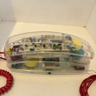 Vtg 90s Clear Transparent Landline Telephone Push Button Red Cord Fun Products